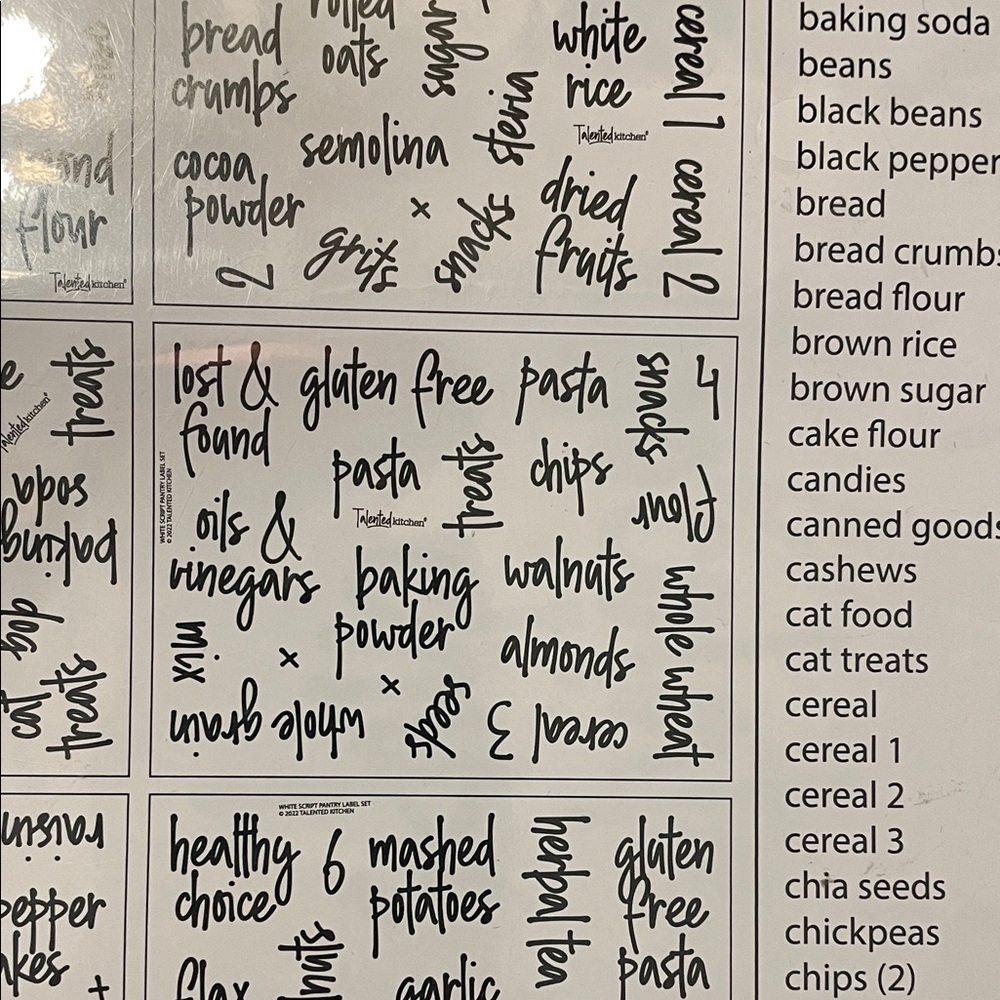 White Script Pantry Labels Set kitchen labels - Picture 5 of 11